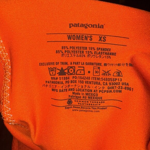 Patagonia Tank Top Womens XS Racerback Athletic Shelf Bra Hiking Gym Orange - Picture 4 of 7